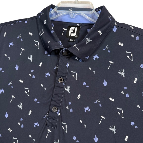 FootJoy Other - FootJoy Polo Shirt Men's 2XL White Multicolor Lobster Print Geometric Stretch